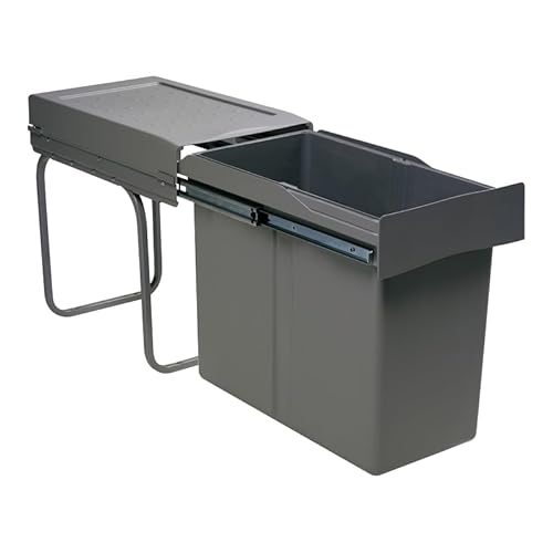 Poubelle coulisante 30l 1 seau - Amortisseur : Sans - Contenance : 30 L - Décor : Anthracite - Hauteur : 400 mm - Largeur : 255 mm - Matériau : Métal/Plastique - Nombre de seaux : 1 - Pour caisson d