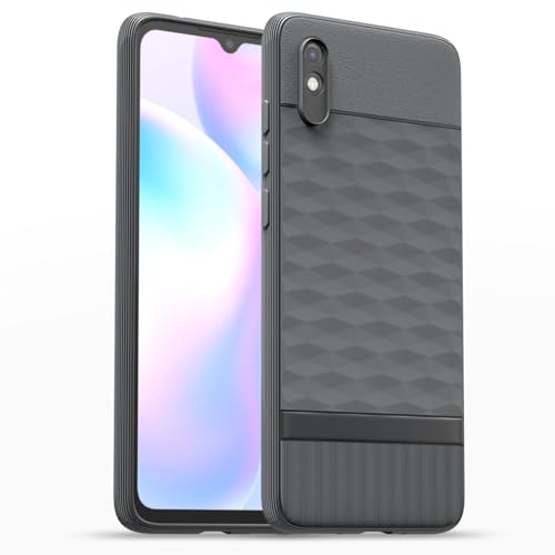 Image of Pikkme Back Cover for Redmi 9A / 9i / 9A Sport Camera Protection 3D Hexa Cube Design Silicone Protective Bumper Case (Grey)