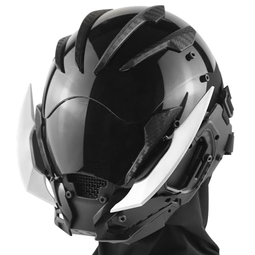 Marikito Punk Mask, Futuristic Helmet with Adjustable Straps Fit All Adults, Rave Party and Music Festival Cosplay Perfect Accessories (White)