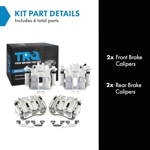 Image of TRQ Front and Rear Brake Caliper Set Zinc Coated Brackets Hardware Compatible with 2005-2010 Honda Odyssey