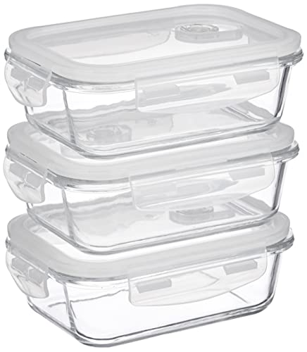 Amazon Brand - Solimo Borosilicate Glass Containers with Air-Vent Lids for Kitchen/Tiffin, 3, Rectangle (600 ml Each) (B0BNL4SGQM) Amazon Price History, Amazon Price Tracker
