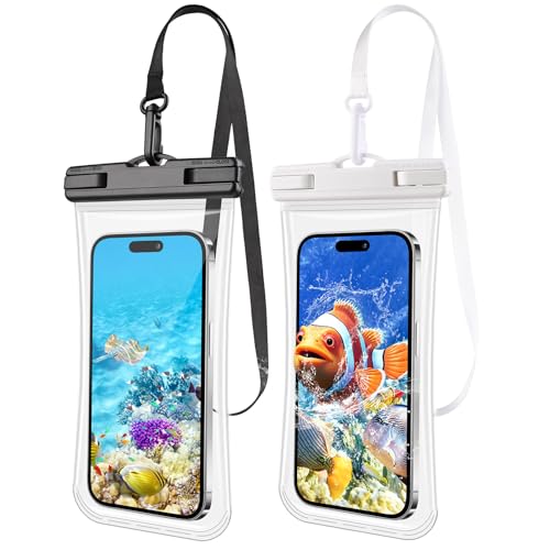 Kebrela WP16BW 2 Pcs Waterproof Phone Pouch, Clear Waterproof Phone Case For Iphone 15 Pro Max 14 13 12 11 Plus Samsung Up To 6.9'', 3D Ipx8 Water Proof Cellphone Dry Bag cover