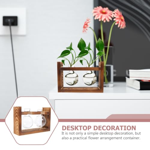 Maceta creativa de vidrio y madera para decorar salones modernos y mesas de hogar 8