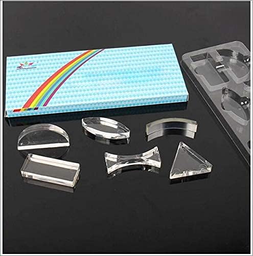 Parallel Lens Kit Convex Lens Optical Experiment Textbook, 6 Pieces Set Prism Optical Glass Prism Light Spectrum, Principles of Physical Optics