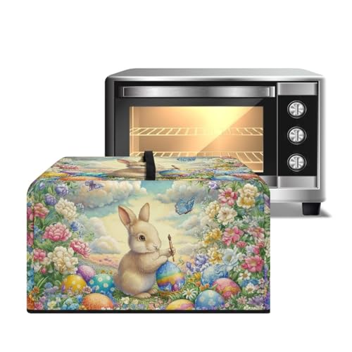 Image of Air Fryer Toaster Oven Dust Cover, Protective Countertop Microwave Oven Cover for Easter Decor, S, 18.25 x 14.5 x 11 Inches, Cartoon Bunny Floral Butterfly Easter Egg