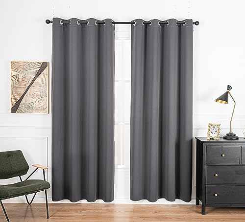 PI Blackout Long Curtains 95 Inches Length,Privacy Room Darkening Divider Curtains with Grommet for Living Room/Bedroom/Glassdoor/Patio 1 Panel (Dark Grey,W52XL95)