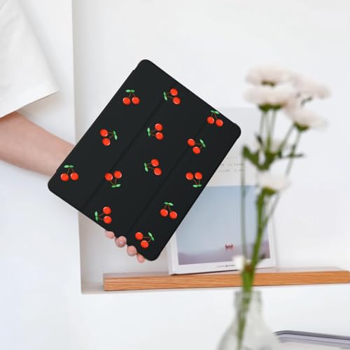 Cute Kawaii Cherry for iPad (A16) 11th Generation Case 11 Inch 2025, for iPad 10th Generation Case 10.9 Inch 2022 with Pencil Holder, Auto Sleep/Wake, Black Leather Soft TPU Back Cover by LuminousGuard - Used condition - Image 2