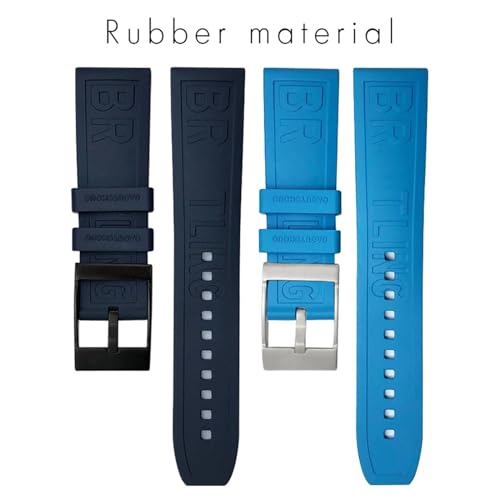 Correa de reloj de goma fluorada negra de 22mm para Navitimer 5