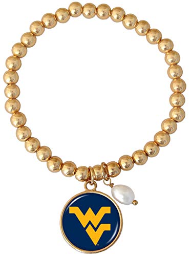 From the Heart Enterprises West Virginia Mountaineers Diana Gold and Pearl Stretch Bead Bracelet Jewelry WVU