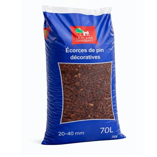 La Plaine Chassart | Ecorces de Pin Maritime Décoratives | Sac de 70L | Previent la pousse des mauvaises herbes | Copeaux de Bois de Paillage | Biodegradable Í Parc,...
