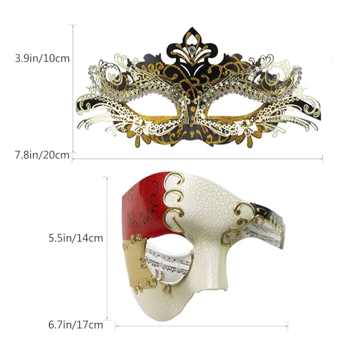Image of Coddsmz Couples Masquerade Mardi Gras Christmas Venetian Cosplay Costume Halloween Party Mask Set