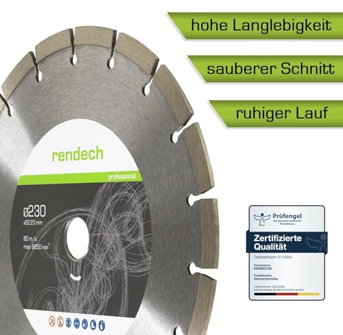 Diamanttrennscheibe 230 mm Rendech 2x Profi für Stein und Beton