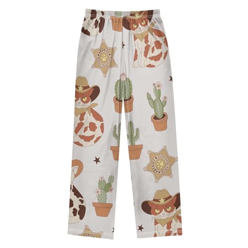 Western Cat Boys Pants Boys Athletic Pants Long Pant for Boywith Pockets Wide-Leg Size 6-14Y2