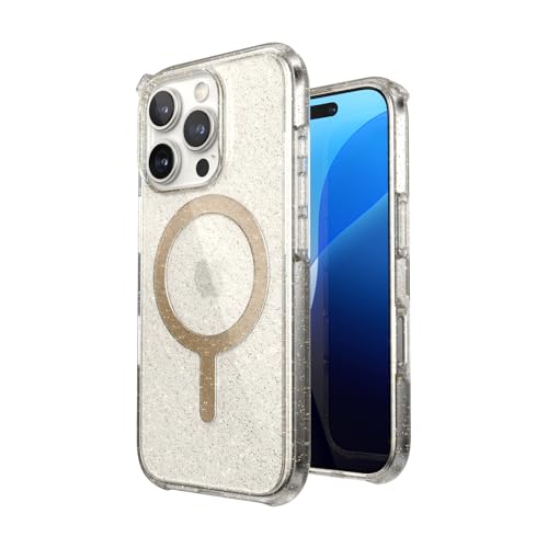 Coque magnétique iPhone 16 premium transparente avec bordure scintillante