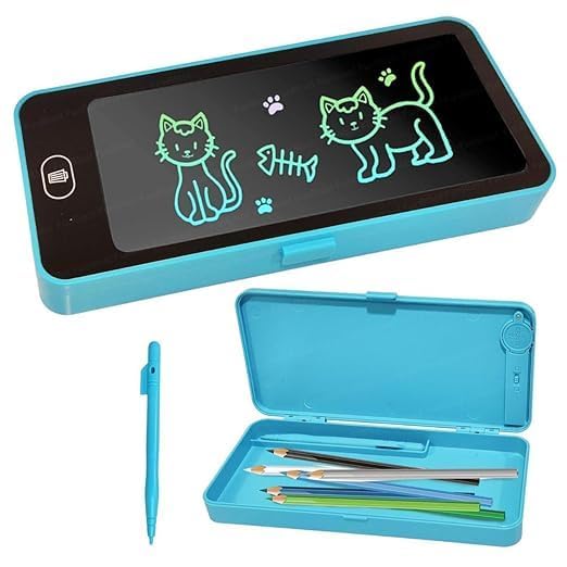2 in 1 LCD Digital Writing Tablet Pencil Case for Kids, E-Note Pad Doodle Board, Blue-image-34