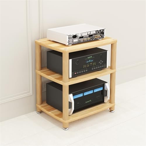 Audio Rack HiFi Regal Verstärkerschrank-Rack, 60 cm Langer Stauraum Für Entertainment-Stereokomponenten/Plattenspieler/Receiver/elektronische Geräte, Eck-Entertainment-Center(Wood,3 Layer)