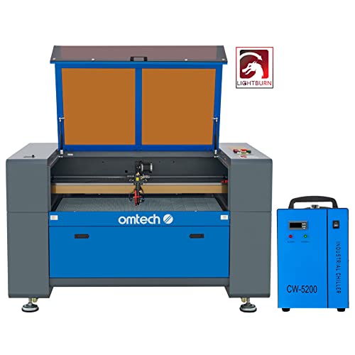 OMTech 100W CO2 Laser Engraver and Cutter, 100W Laser Cutting & Engraving Machine with Water Chiller LightBurn Software 24x40 Autolift Bed Ruida Controller Autofocus & Air Assist for Wood Acrylic More