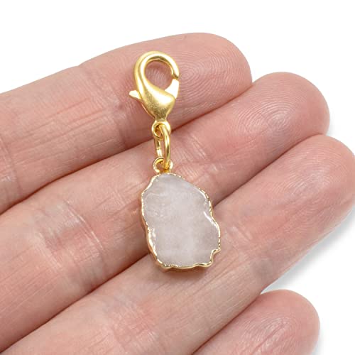 Generic Rose Quartz Clip-On Charm - Pink Stone Purse Charm - Gold Lobster Clasp thumb #6