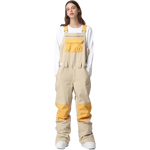 SEARIPE Women and Mens Snow Bibs Adjustable Overalls Pants Wear-resistant Bib Hiking Climbing Insulated Ski Pants