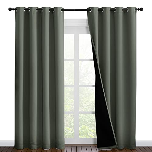 Image of NICETOWN 100% Blackout Curtains 86 inches Long, Pair of Energy Smart & Noise Blocking Out Drapes for Baby Room Window, Thermal Insulated Guest Room Lined Window Dressing(Dark Mallard, 55 inches Wide)