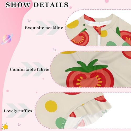 ALAZA Toddler Swimsuit Girl Bathing Suit Swimwear Rash Guard Sliced Tomatoes Long Sleeve 3T4