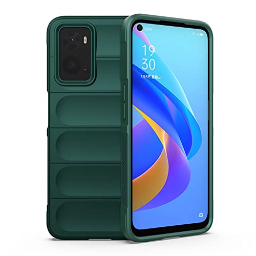 MUMOYAN Funda Silicona Líquida para Realme 9i / OPPO A76 / A36/ A96 4G con Protección Antigérmenes, Carcasa Antichoque de Grado Militar con Revestimiento de Microfibra Suave,Verde