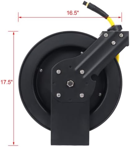 Retractable Air Hose Reel 1/2" Inch x 50 Ft Steel Auto Rewind Hose-Reel Industrial Grade Rubber Hose B 3/8" Inch x 50' One Size