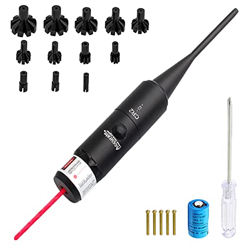 Laser Bore Sight Kit Multiple Calibers, Red Dot Boresighter Set for .177 to 12GA .78 Caliber Rifle Handgun,12 adapters Bore Sighter Rifle Scope for Shotgun Pistols Hunting Tools (Upgrade) (Red Dot)
