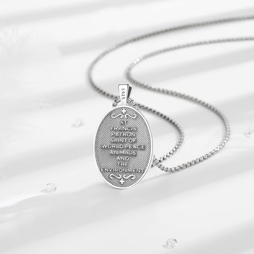 Vito 925 Sterling Silver Saint Necklaces for Women Men, St Michael/Crucifix/Caravaca/St Jude/Virgin Mary Pendant Patron Saint Amulet Medal Religion Jewelry Gift3