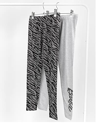 Barbie Leggings 2 Pack Girls Kids Animal Print Grey Black Full Length3