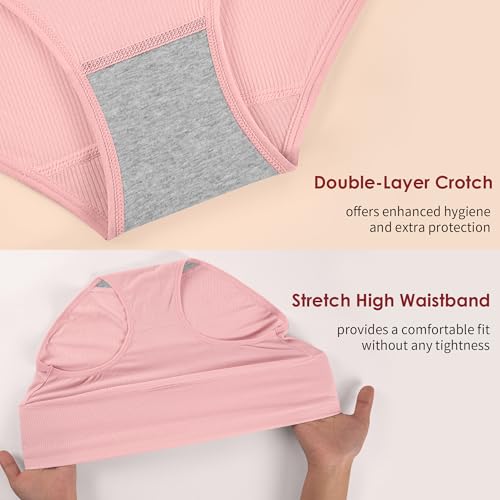 Image of Womens Underwear Full Coverage Panties for Ladies Soft Breathable Cotton Briefs High Waisted Hipster