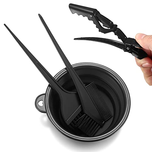 18 Pcs Tools for Hair Colouring Kit, Hair Dying Tools Kit, DIY Beauty Salon Hair Bleaching Tools Kit, Hair Dye Bowl and Brush Kit, including Mixing Bowl, Ear Cover, Hair Shawl, Gloves, Hair Clips