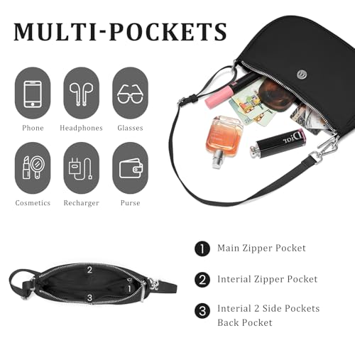 Image of Shoulder Bag for Women Handbags with Adjustable Strap Underarm Purse Mini Clutch Purses Trendy Crescent Bags 1L