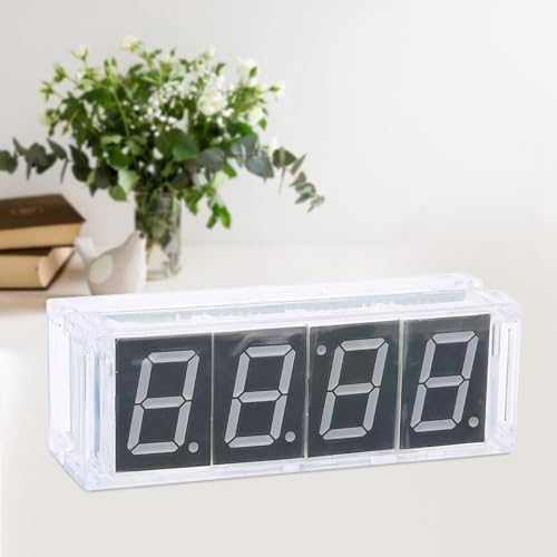 Risegun Kit D'horloge Numérique à 4 Chiffres DIY Horloge Numérique à LED Affichage Automatique de L'Heure/Température, Kit de Bricolage Électronique Horloge (Blanc) – vue 6