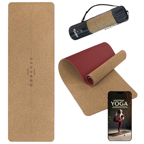 ALPIDEX Esterilla Yoga Mat Corcho Antideslizante 183 x 61 x 0.6 cm E Book Bolsa de Transporte TPE Alfombra Colchoneta Deporte Pilates Fitness Gimnasia, Color:Mint