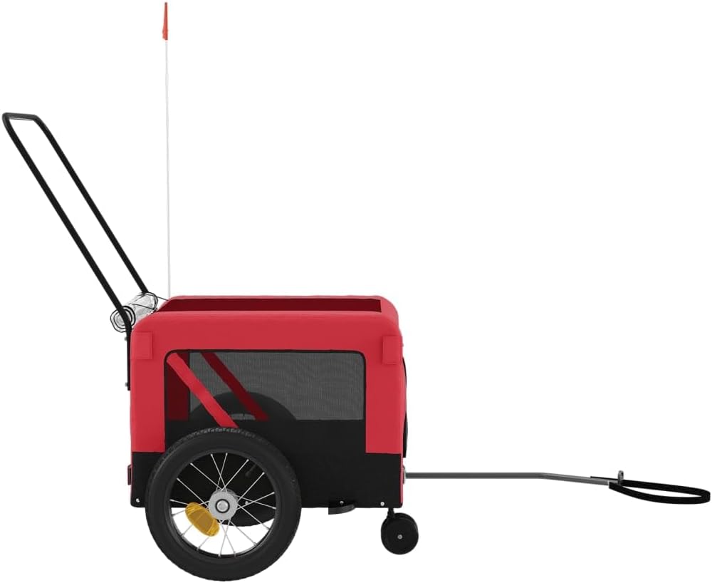 Pet Bike Trailer for Small Dogs, Foldable Dog Bicycle Trailer with Reflective Safety Strips and Ventilated Mesh Windows, Durable Iron Frame, Orange and Black