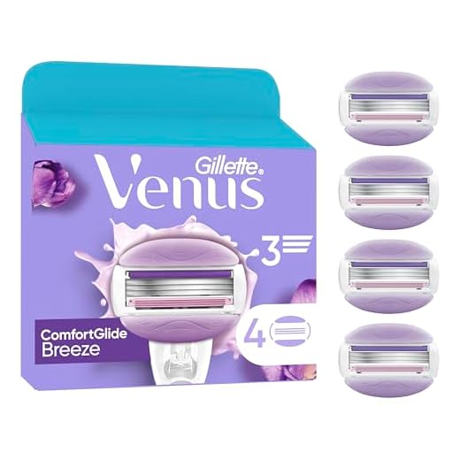 Gillette Venus ComfortGlide Breeze Hojas, Hojas De Recambio 4 Recambios, Mango De Metal Y Soporte Para Ducha