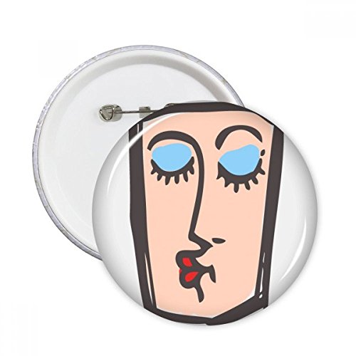 Badge rond croquis visage abstrait en lot de 5 pour customiser les vêtements m