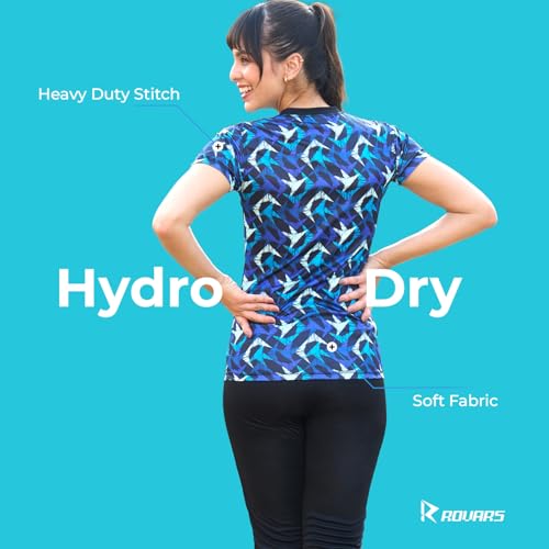Image of ROVARS RRovars Poly Jersey Two Piece Women Swimwear Printed Swim Top with Plain Legging