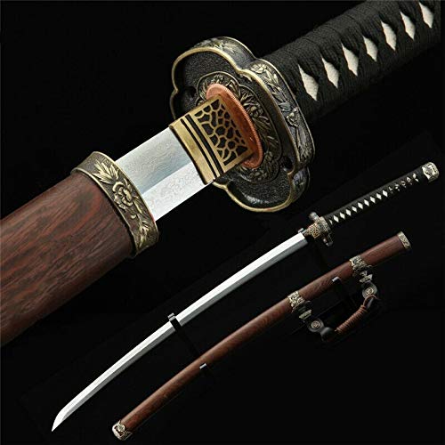 YL Sword Japanese Samurai Sword Tachi Folded Steel Blade Shirasaya Rosewood Saya Sharp