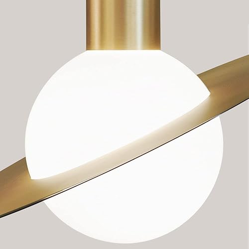 Miniatura 5 de 1 lámpara colgante de globo moderno, platillo volador nórdico, lámpara de mediados de siglo, latón cepillado acabado con pantalla de cristal blanco