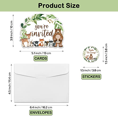 Rewidparty Woodland Animals Party Invitation Cards With Envelopes & Stickers（Set Of 15）Shaped Fill-In Invitations Party Supplies Favors For Birthday Baby Shower Party Celebration Cards For Kids Teens #TOP2