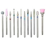 NMKL38 12PCS Nail Drill Bits Cuticle Cleaner Dust Drill Brush Rotary Polishing Buffing File Burrs for Nail Salon Manicure Pedicure Tools