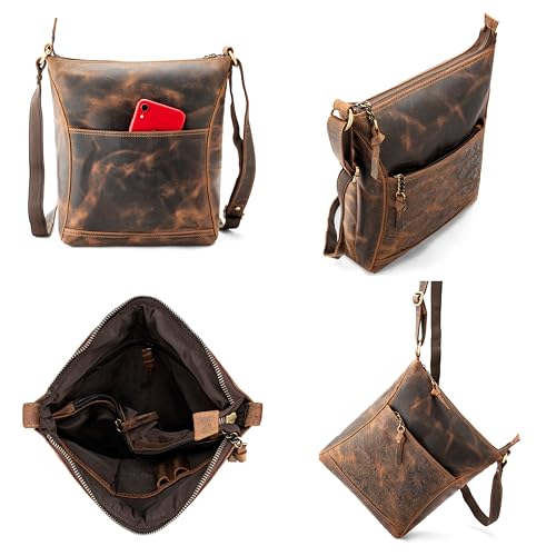 Image of Goatter Hunter Leather 11 inch Inch Sling Cross-Bodybag /Shoulder Bag For Girls And Women, Brown
