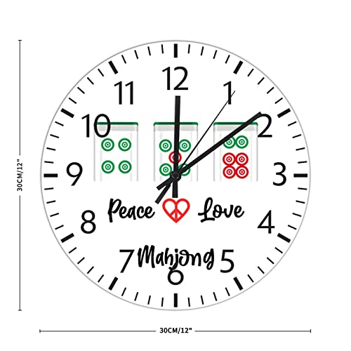 Horloge murale ronde en PVC Mahjong caractères chinois silencieuse 30cm