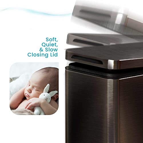 Home Zone Living 12 Gallon Slim Kitchen Trash Can, Stainless Steel, Step Pedal, 45 Liter #TOP2