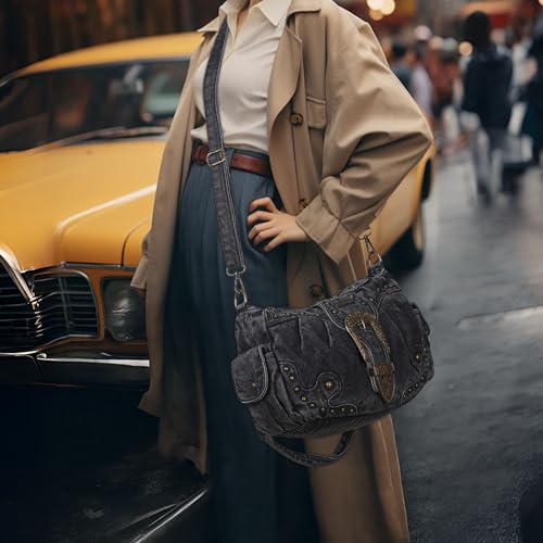 Image of Angel Kiss Hobo Bags for Women Vegan Leather Purses and Handbags Ladies Chic Shoulder Bags Crossbody Purses with Metal Studs