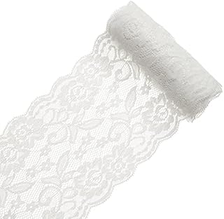 GORGECRAFT 5 Yards Lace Roll White Cotton Lace Trim Fabric 5.7" Wide for Dress Tablecloth Hair Band Wedding Festival Event Decorations