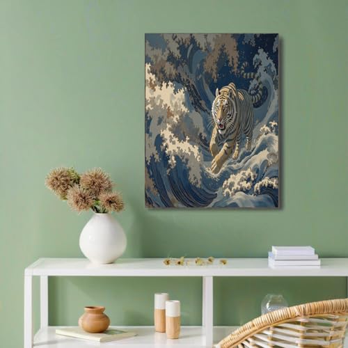 GUCSMN Pósteres en Lienzo Olas De Tigre, Cuadros de Pared Ukiyo-E Tradicional, Pósteres de Pared, Decoración para Salón Dormitorio, Impresiones Artísticas Sin Marco (80x120cm)
