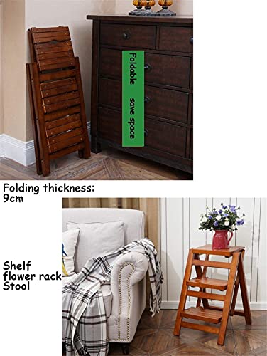 Escabeau pliant 3 marches bois portable et tabouret haut - 6